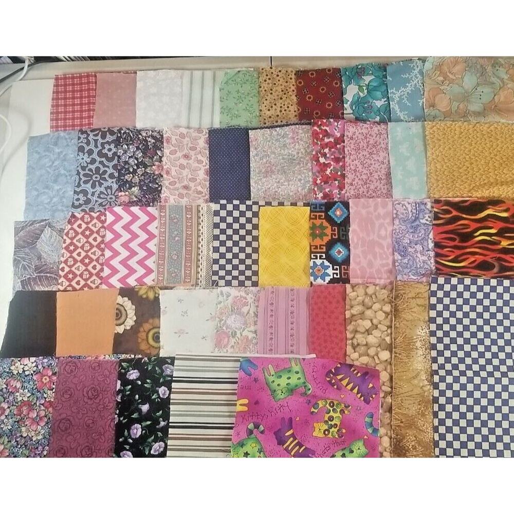 Fabric Assortment Quilting Crafts, Sewing Cotton Lot of 45 Pieces Scraps 9" x 6